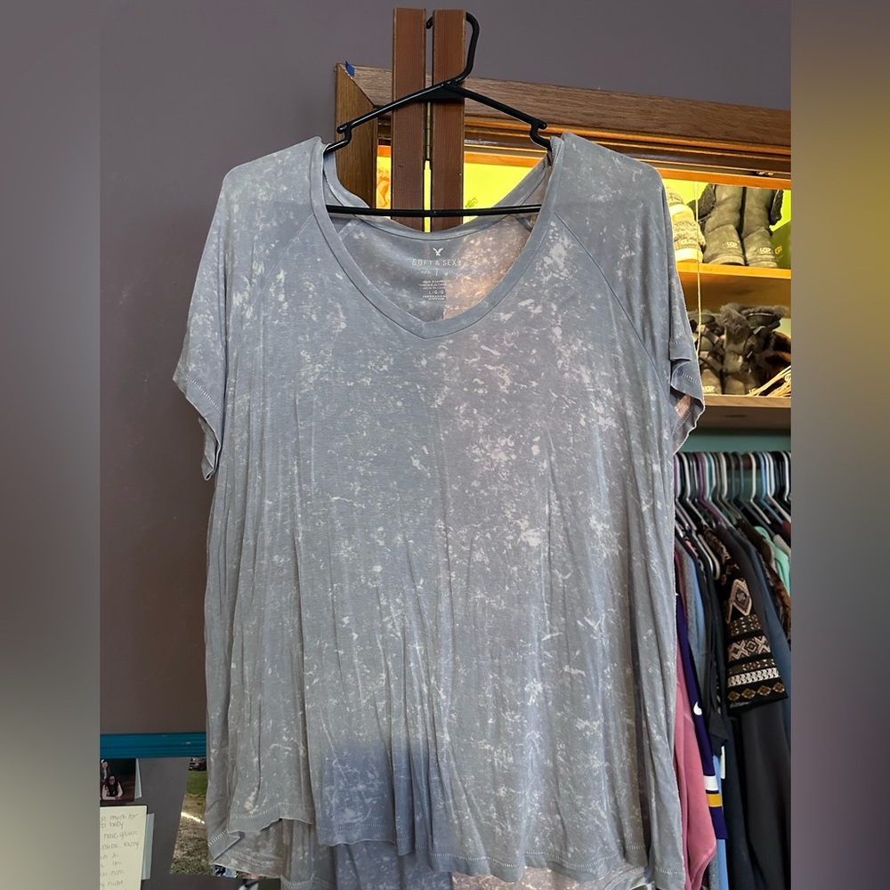 American Eagle Outfitters Mineral Wash purple grey V-Neck Tunic